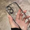 Блестящий Прозрачный Покрытие Жесткий ПК Чехол Для iPhone 17 Air 16 15 14 13 12 11 Pro Max Plus Защита Камеры Сияющая Задняя Крышка