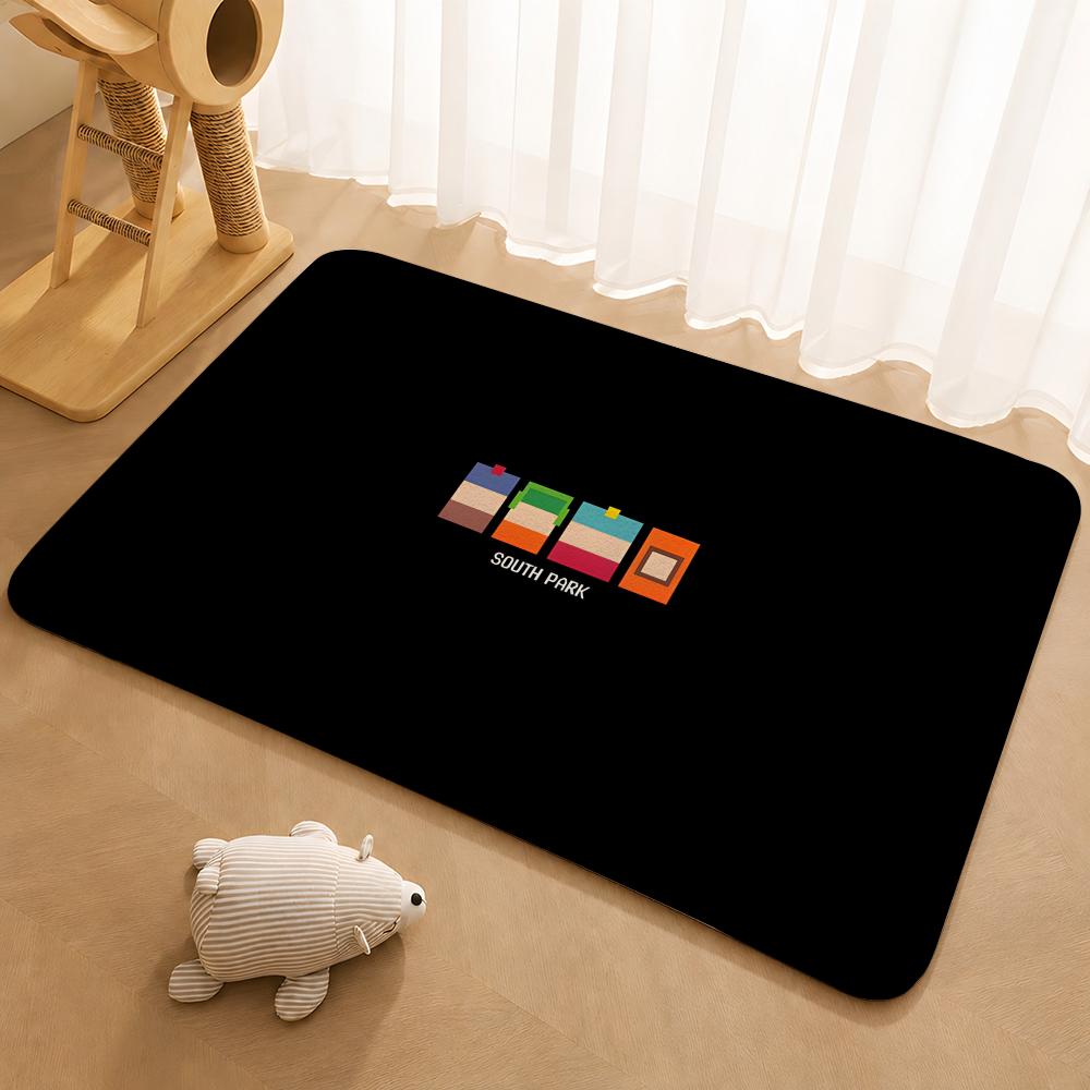 S-South Cartoon Park Floor Mat Floor Mat Soft Flannel Non-Slip Door Rug for Living Room