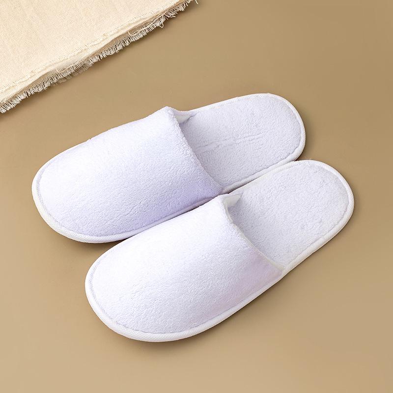 Luxury Disposable Slippers: Plush Coral Fleece, Non-Slip, Ideal for Home, Homestays, and Guest Comfort