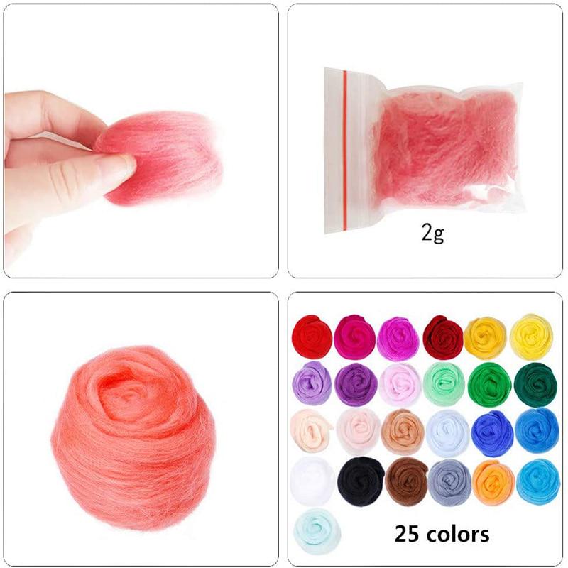 Набор для валяния иглами, 25 цветов, шерстяная ровница, принадлежности для ручной работы, художественные материалы