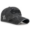 Washed Denim Baseball Hat American Trend Embroidery Versatile Big Head Circumference Wide Brim Shading Sun Protection Purple
