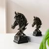 Vintage Style Horse Head Statue Collectible Resin Figurine Rustic Animal Bust Sculpture for Home Office Desk Decor