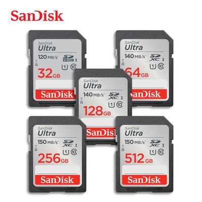 SanDisk Карта памяти SD 64 ГБ 128 ГБ 256 ГБ V10 32 ГБ Обычная Полноразмерная Оригинальная sandisk ultra Флеш-карта SD Высокоскоростная sdxc UHS-I для камеры