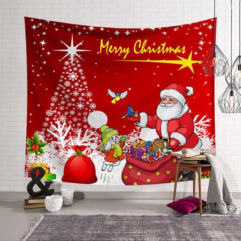 С Рождеством Санта-Клаус, подарочное украшение, гобелен с принтом, украшение для дома, гостиной, спальни, настенный гобелен