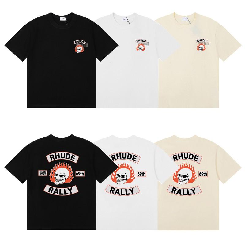 RHUDE Skull Print T-Shirt Men Women Oversized Short Sleeve Casual Top