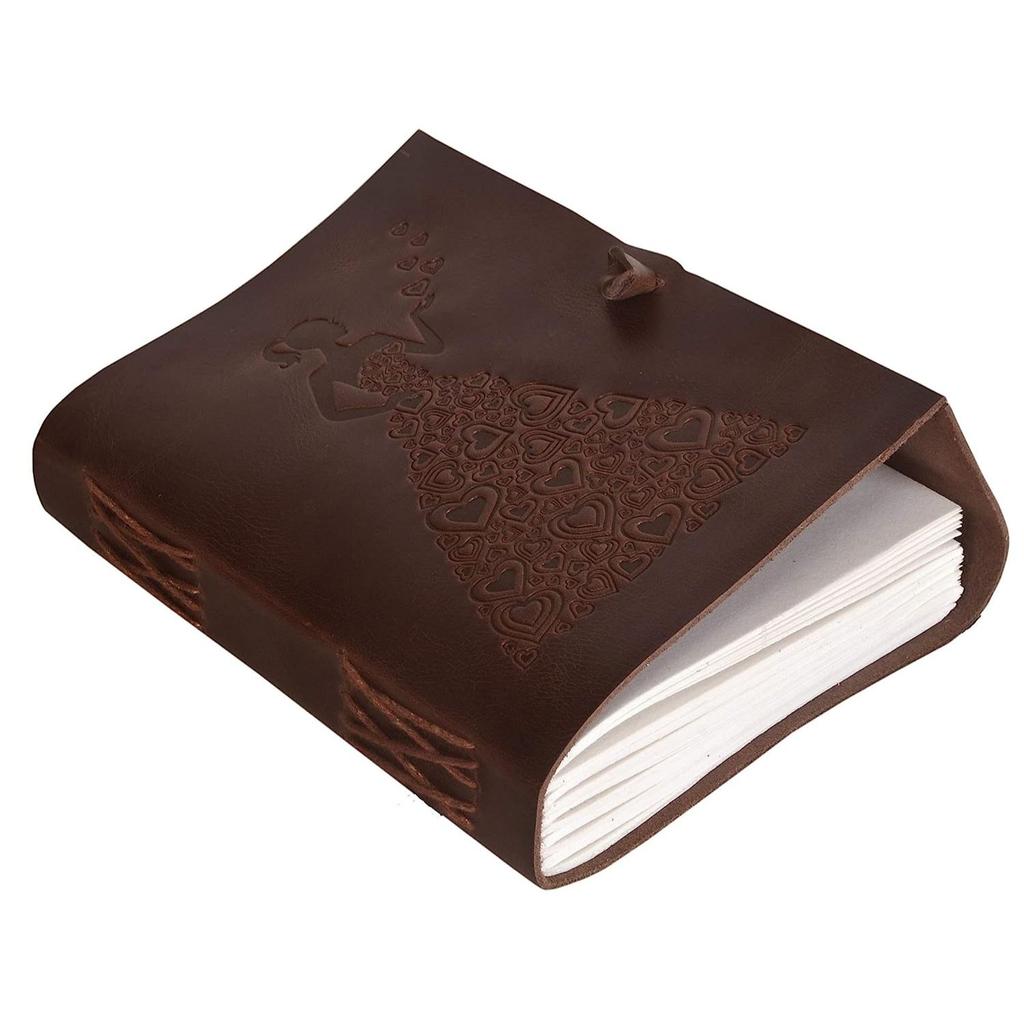 Leather Diary - Princess with Heart Embossed Diary Vintage Artist Sketchbook, Scrapbook, Drawing & Writing Diary