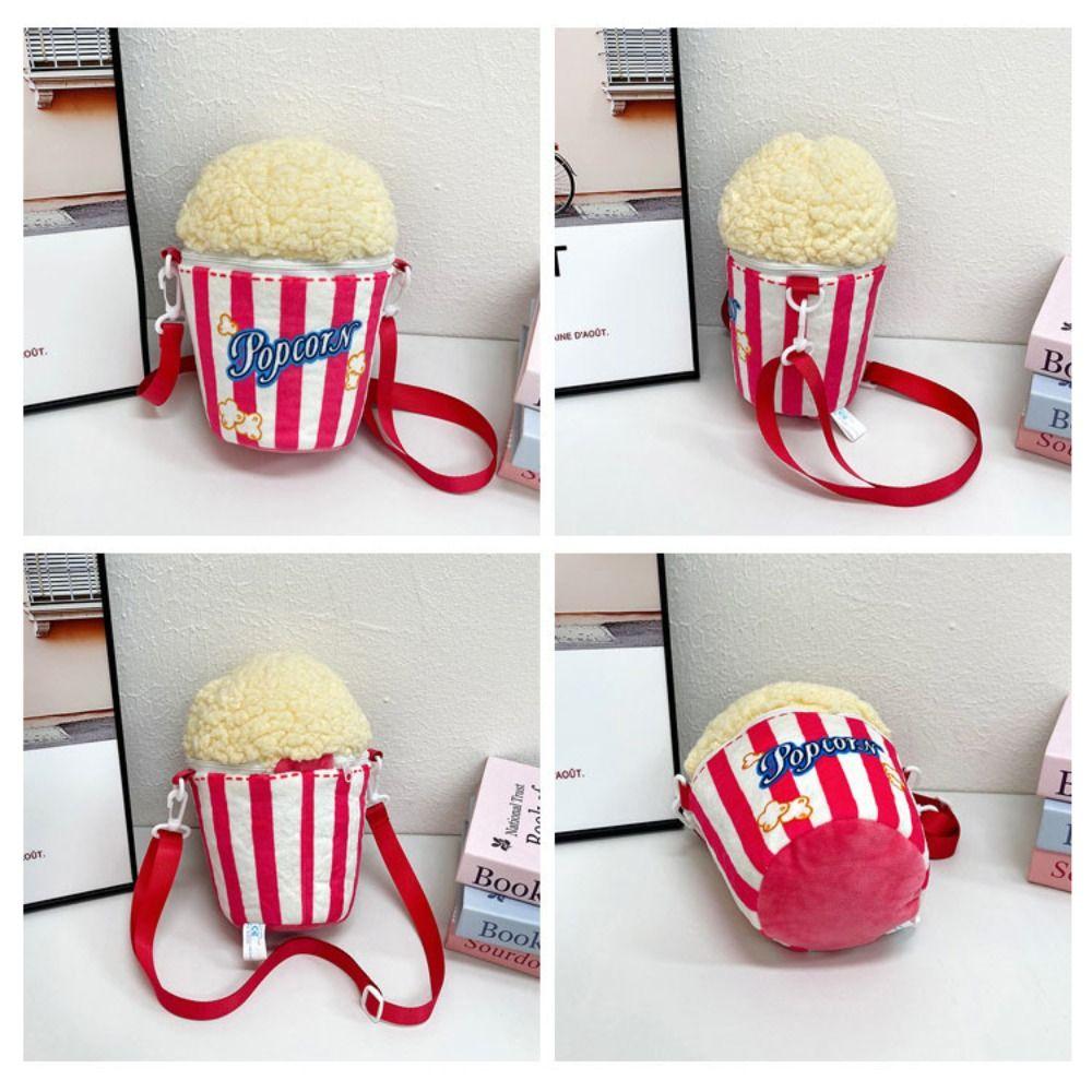 Cute Vintage Popcorn Bucket Bag Portable Casual Small Popcorn Sling Bag Adjustable Strap Versatile Coin Purse