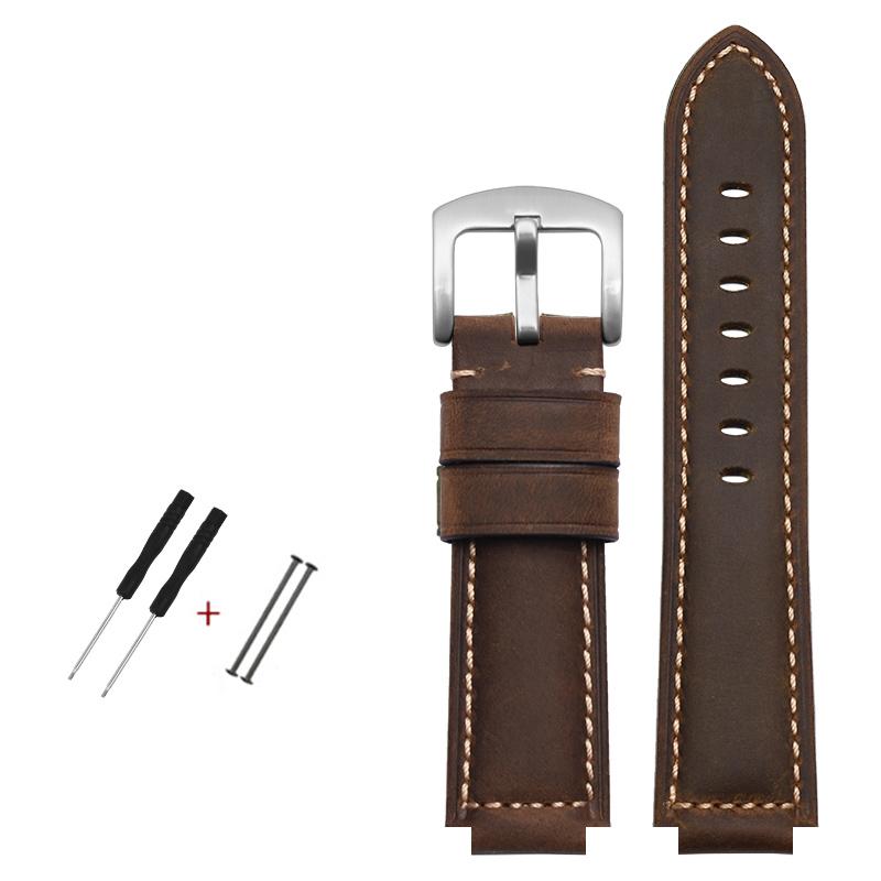 Ремешок для часов из воловьей кожи с верхним слоем, 24-16 мм, кожаный ремешок ручной работы Crazy Horse для timex T49859 | T2N720 | T2p141 Ремешок для часов