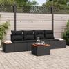 vidaXL 5-piece Garden Sofa Set with Cushions Black Poly Rattan 3356688