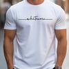 Men's Summer Casual Loose Size 100% Cotton Letter Print Round Neck Short Sleeve T-shirt Top