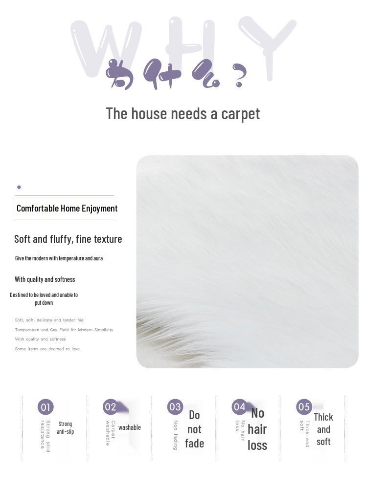 Modern Euro-Style Imitation Wool Long Pile Floor Mat for Living Room or Bedroom