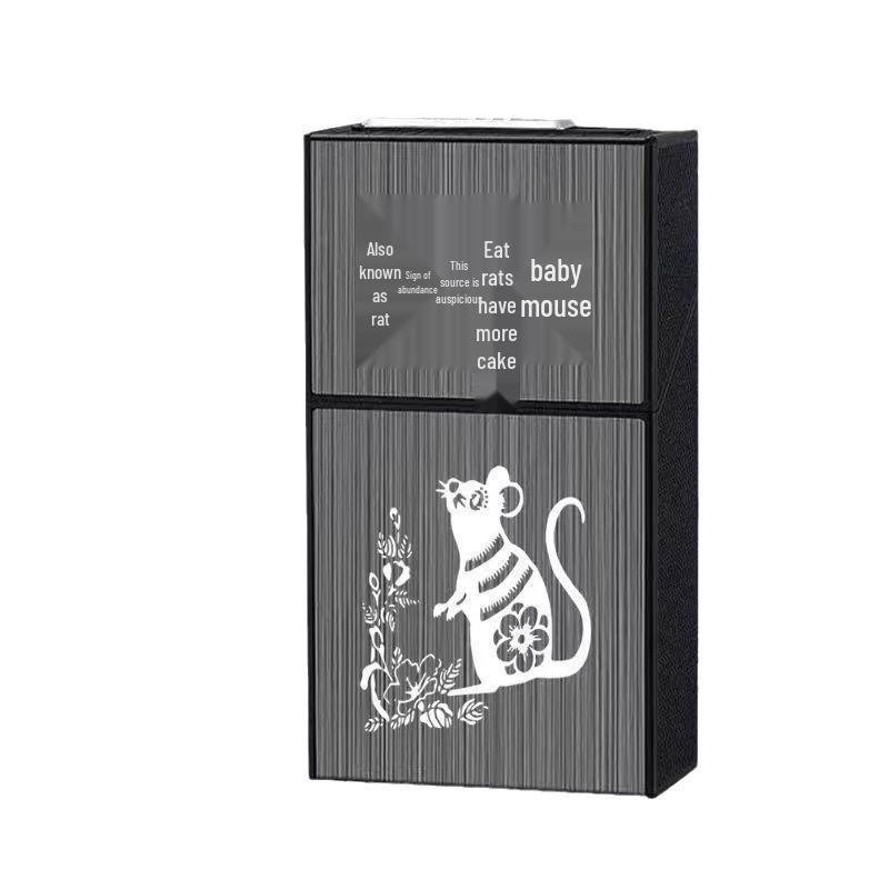 Slim 20-Piece Cigarette Case with Rechargeable Lighter - Moisture-Proof, Pressure-Resistant Flip-Top Design.