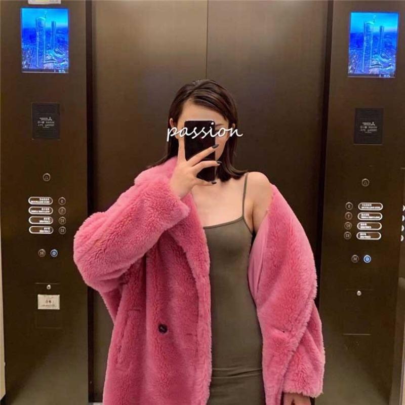 Пальто из овечьей шерсти с овечьей шерстью, женская модель, меховой силуэт, интегрированный мех