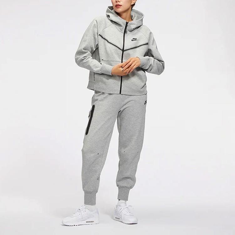 (WMNS) Спортивные штаны Nike Sportswear Tech Fleece на молнии, зауженные, с манжетами на ногах, темно-серые, женские CW4293-063
