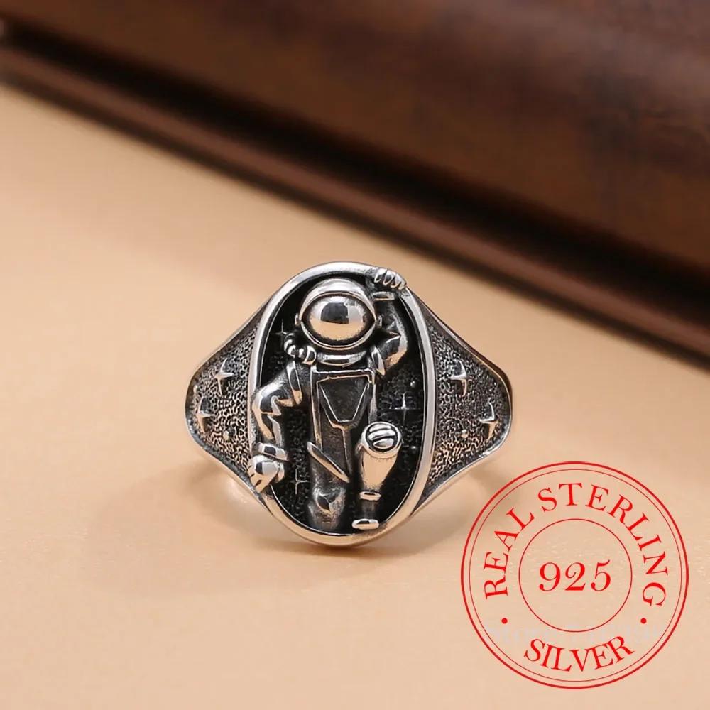25 Кольцо-Астронавт из стерлингового серебра, открытое, для женщин и мужчин, регулируемые кольца для пары, для свадьбы, помолвки, вечеринки, модный подарок