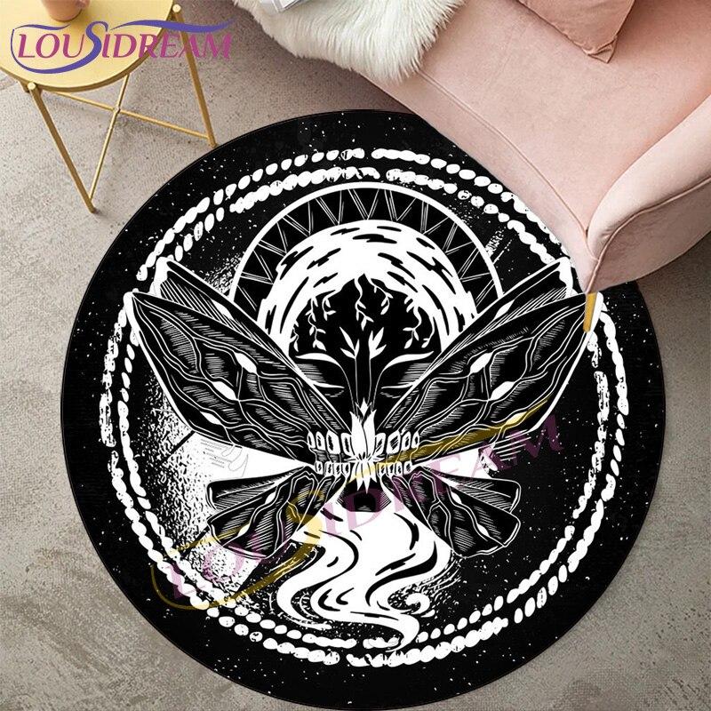 Ковры Death Moth для гостиной, ковер, готический череп, круглый ковер, напольный коврик, ковер с бабочкой, луной и звездой, коврик для двери