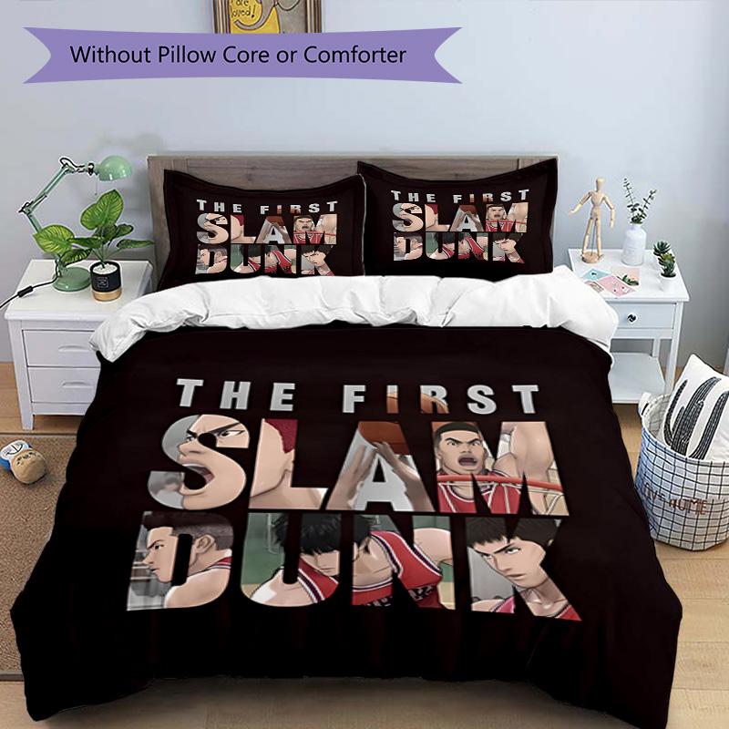 3pcs Duvet Cover Set (1*Duvet Cover + 2*Pillowcase, Without Core), SLAM DUNK Print Bedding Set, Bedroom Decor, All‑Season, Birthday Gift