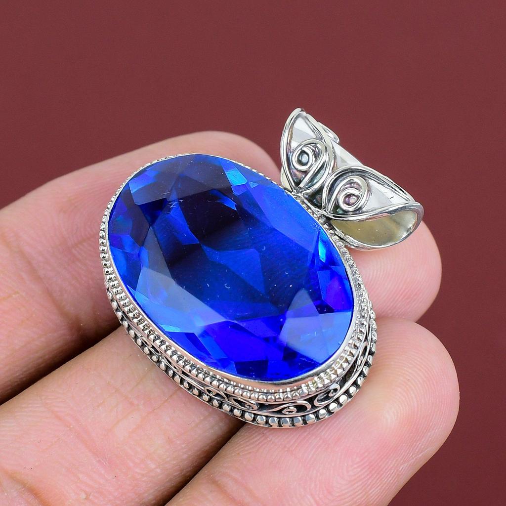 Faceted Tanzanite Quartz Pendant Natural Gemstone Pendant 925 Sterling Silver Pendant Antique Jewelry Handmade Vintage Pendant Gifts For Her