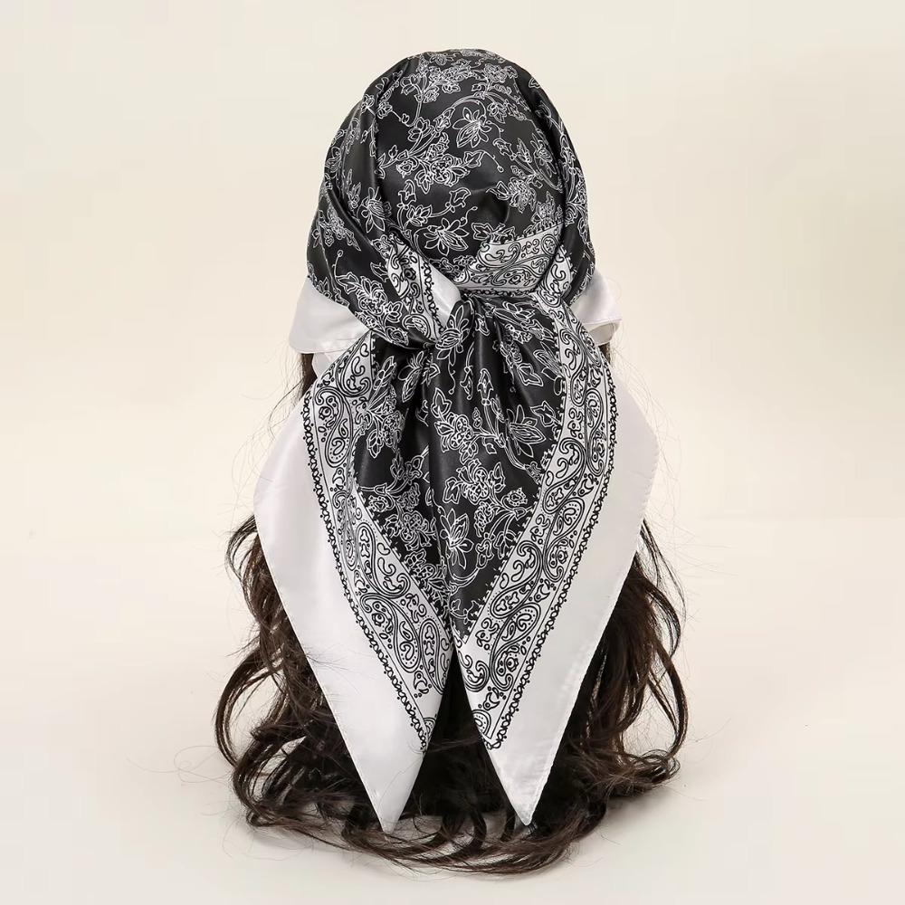 Printed Square Scarf Line Foulard Headband Silk Scarf New Hair Wrap Women