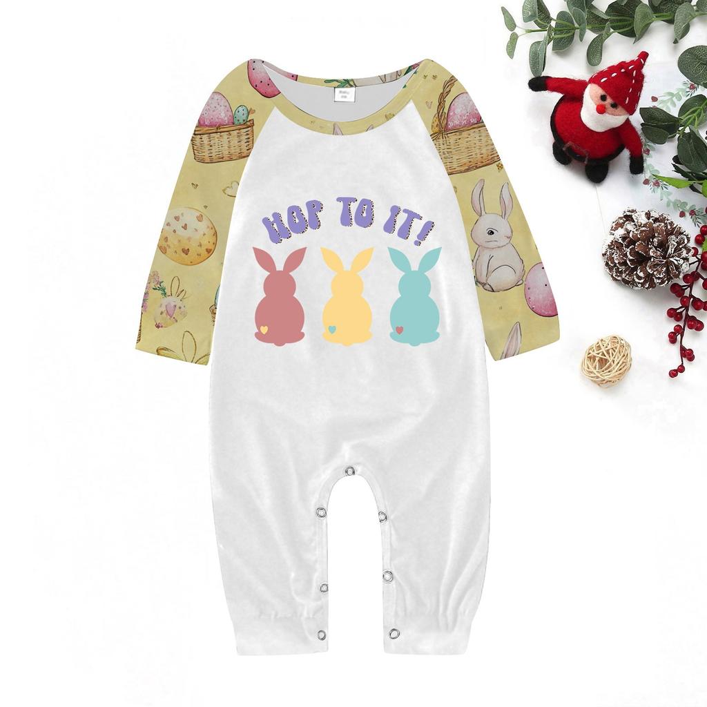 Модный костюм для дома с принтом Пасхального кролика для родителей и детей