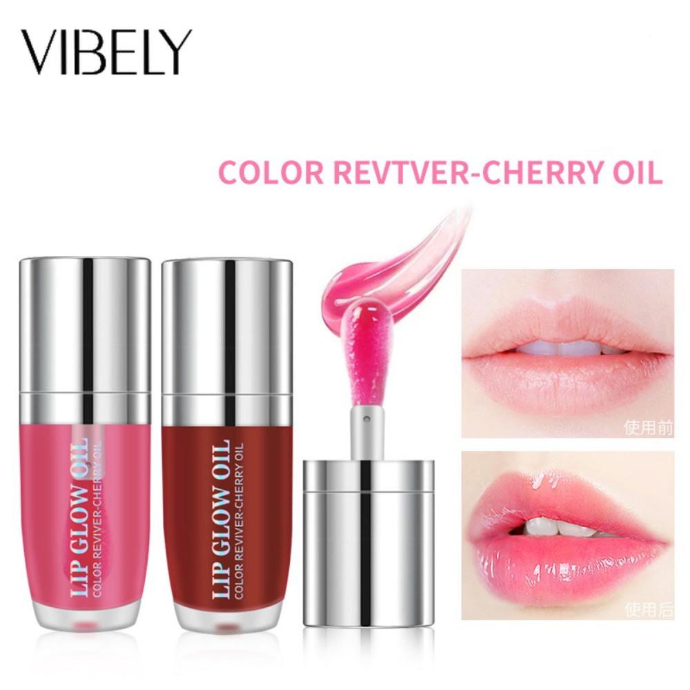 VIBELY Water Light Transparent Glass Lip Oil Mirror Moisturizing, Moisturizing, Smooth, Lip Gloss, Not Sticking Cup Red