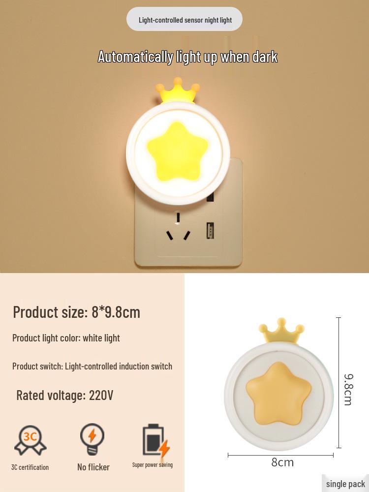Plug-in LED Night Light: Soft, Energy-Saving, Eye-Friendly Bedside Lamp for Children and Baby Feeding.