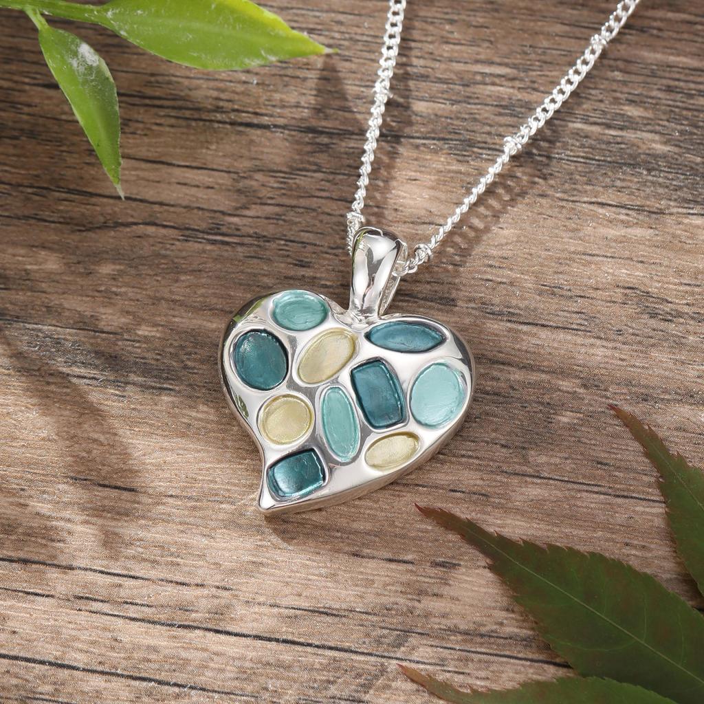 Новый цвет эмаль любовь маленькая подвеска с простой личностью женская универсальная геометрическая живопись маслом в форме сердца ожерелье