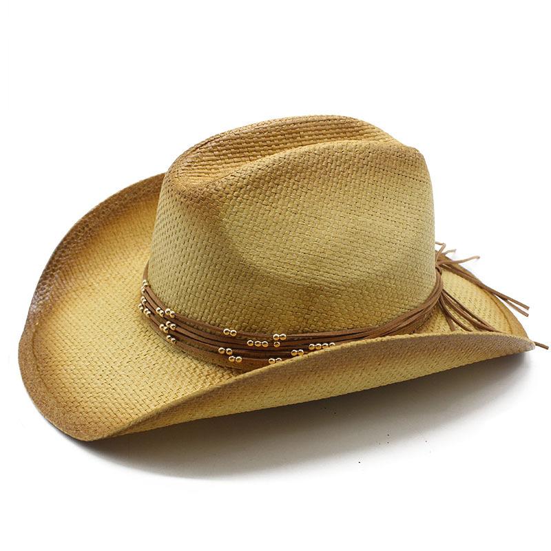 Vintage Literary Style Western Cowboy Straw Hat Outdoor Curved Edge Visor Jazz Hat