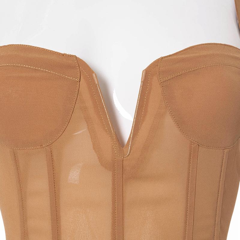 Шифоновый лоскутный женский корсет на бретелях, укороченный топ, майки, прозрачная уличная одежда для вечеринок, клубов, фестивалей, летняя одежда