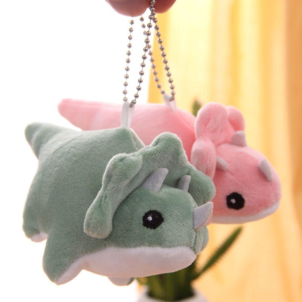 Cartoon Dinosaur Plush Keychain Soft Triceratops Keyring Funny Dinosaur Doll Pendant Girls