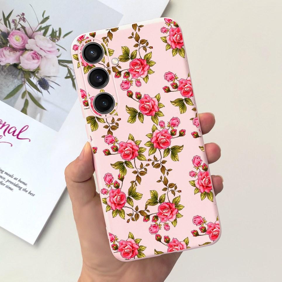 Для Чехла Funda Samsung A35 5G Case SM-A356E Пара Любовь Сердце Цветок Кошка Рисунок Задняя Крышка Для Samsung Galaxy A35 5G Etui