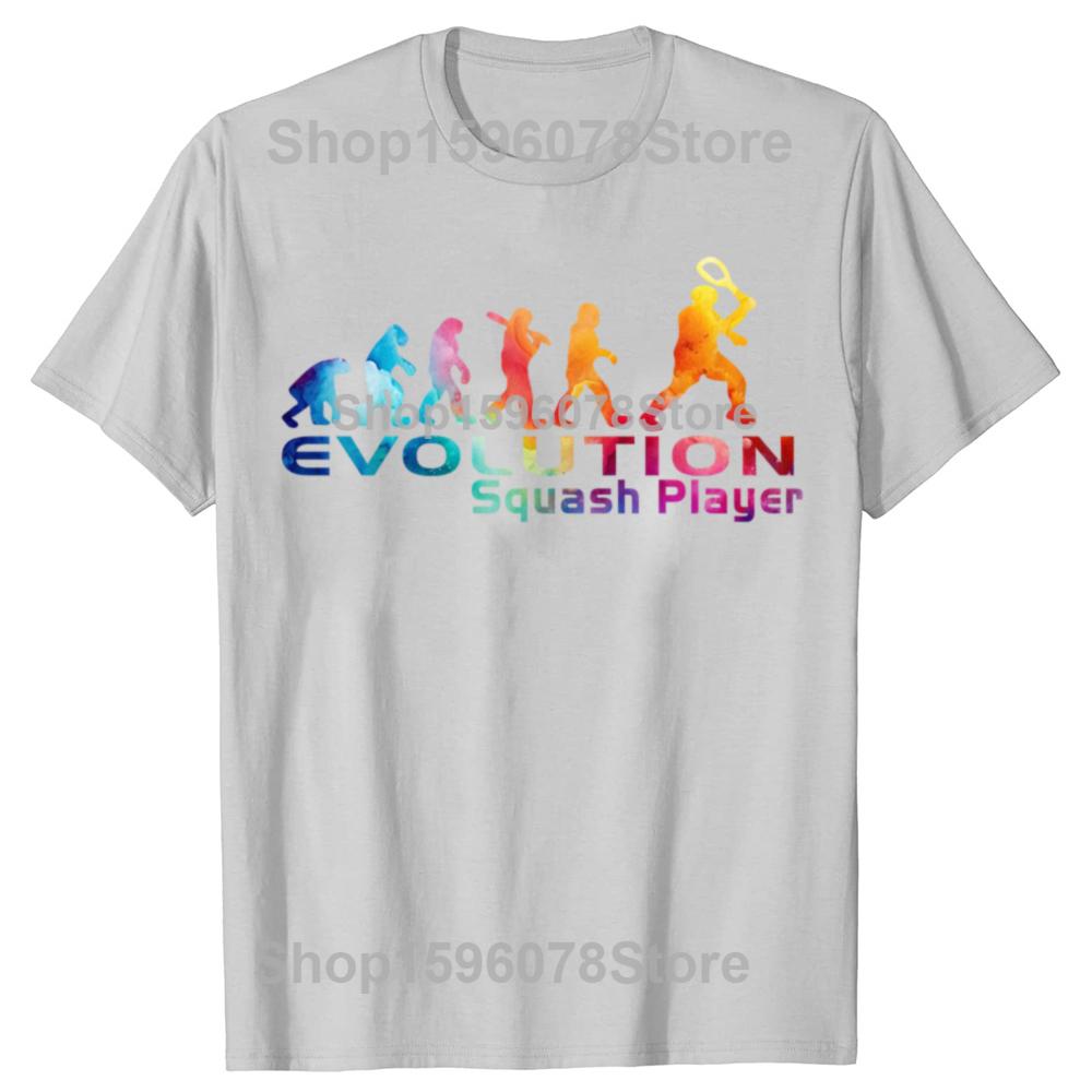 Забавные футболки с эволюцией игрока в сквош для мужчин и женщин, из чистого хлопка, юмористические, уличная одежда, футболка с коротким рукавом, унисекс, свободная одежда