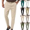 Мужские зауженные брюки Повседневные льняные брюки Эластичная талия Приталенный крой Пляжные Йога Деловые Легкие хлопковые брюки с карманами