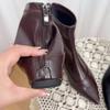 Внутреннее увеличение высоты на 5 см~ Новые остроносые женские ботинки в западном стиле Челси ретро тонкие ботильоны толстый каблук кожаные короткие ботинки