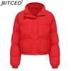 BITCED Autumn/Winter Women's Short-Length Cotton Coat Women's Long-Sleeved High-Neck Thermal Jacket Loose-Fit Casual Cotton Coat