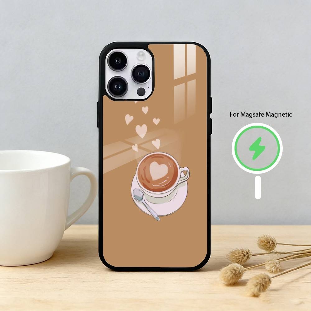 C-Coffee L-Latte Art Phone Case For iPhone 17,16,15,14,13,12,Plus,Pro,Max For Magnetic Wireless Charge