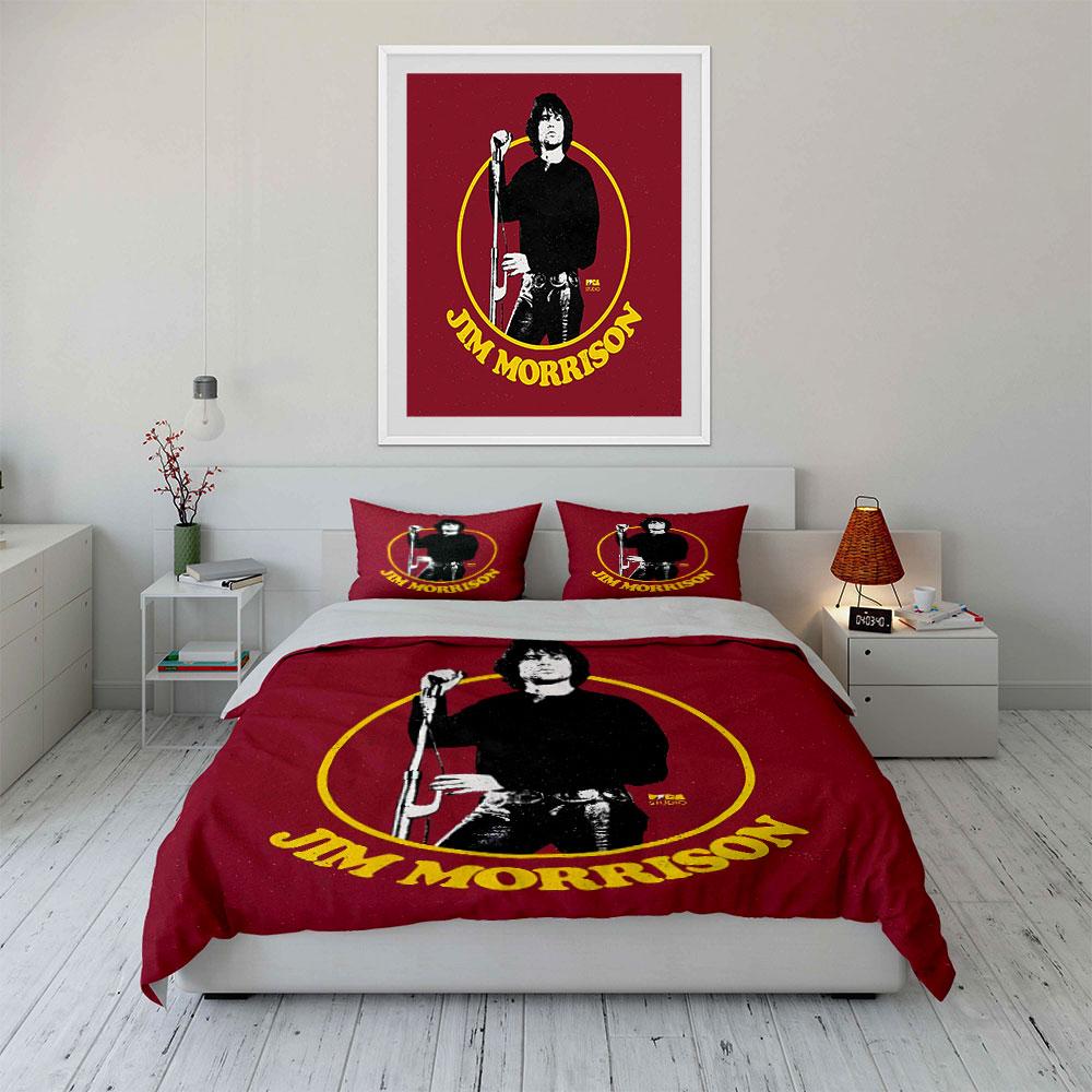 Jim Morrison Red Retro Print Bedding Duvet Cover Set Duvet Cover Pillowcases (1*Duvet Cover 2*Pillowcases, without duvet insert)