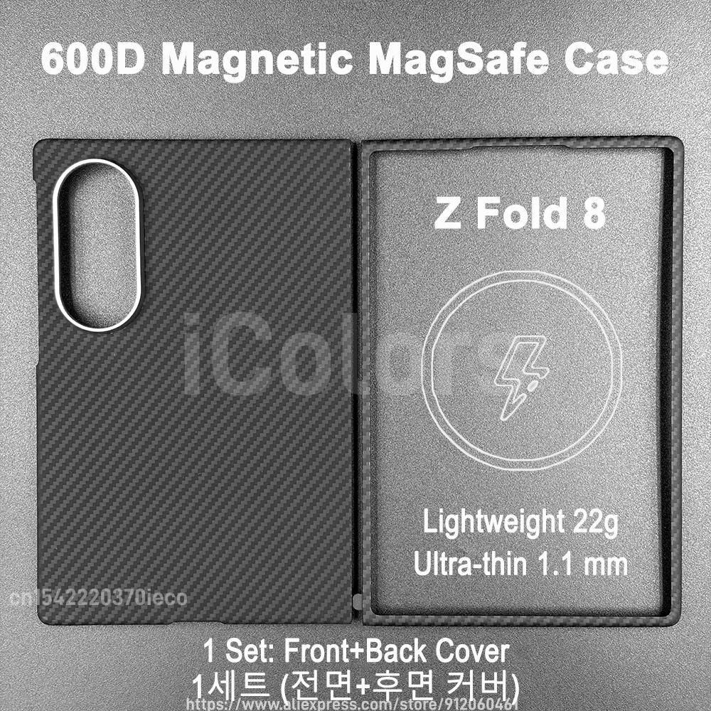 For Samsung Galaxy Fold 8 Magnetic Carbon Case Genuine Aramid Fiber Cover with Magsafe Ultra Slim Durable Tough Protective Case