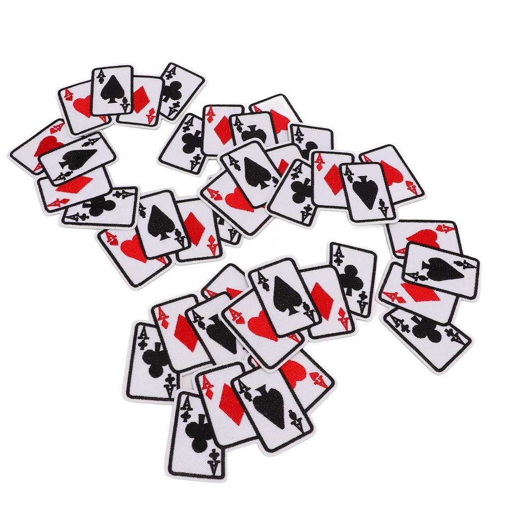 20Pcs Iron On Patch Embroidered Playing Card Patch Applique for Clothes Dress Hat DIY Accessories