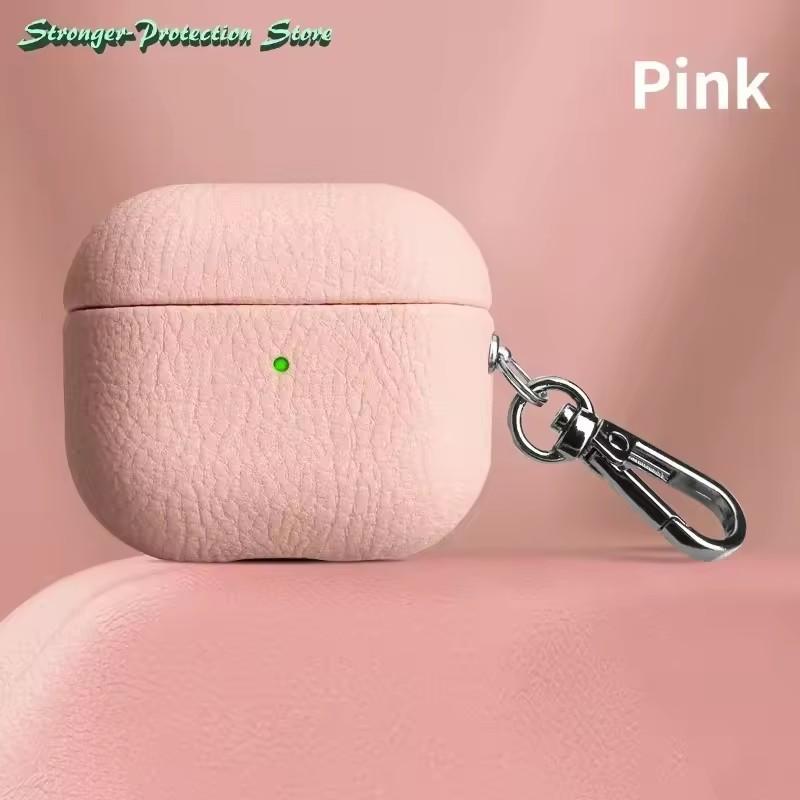 Натуральная Кожа Для Чехла AirPods Pro 3 AirPods Pro 2 Airpods 4 Airpods 1/2 3 Обложка Узор Личи Коровья Кожа С Пряжкой