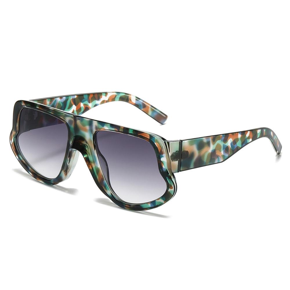 New Luxury Irregular Round Frame Leopard Gradient Women Sunglasses Wide Leg Design Personality Trend Men Sun Glasses Uv400