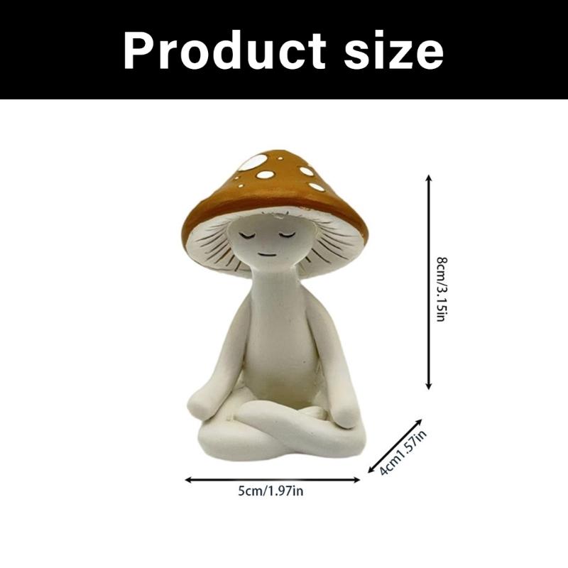 Смола Медитации Гриб Фигурка Статуя Садовое Украшение Грибные Фигурки Скульптуры для Наружного Внутреннего Украшения