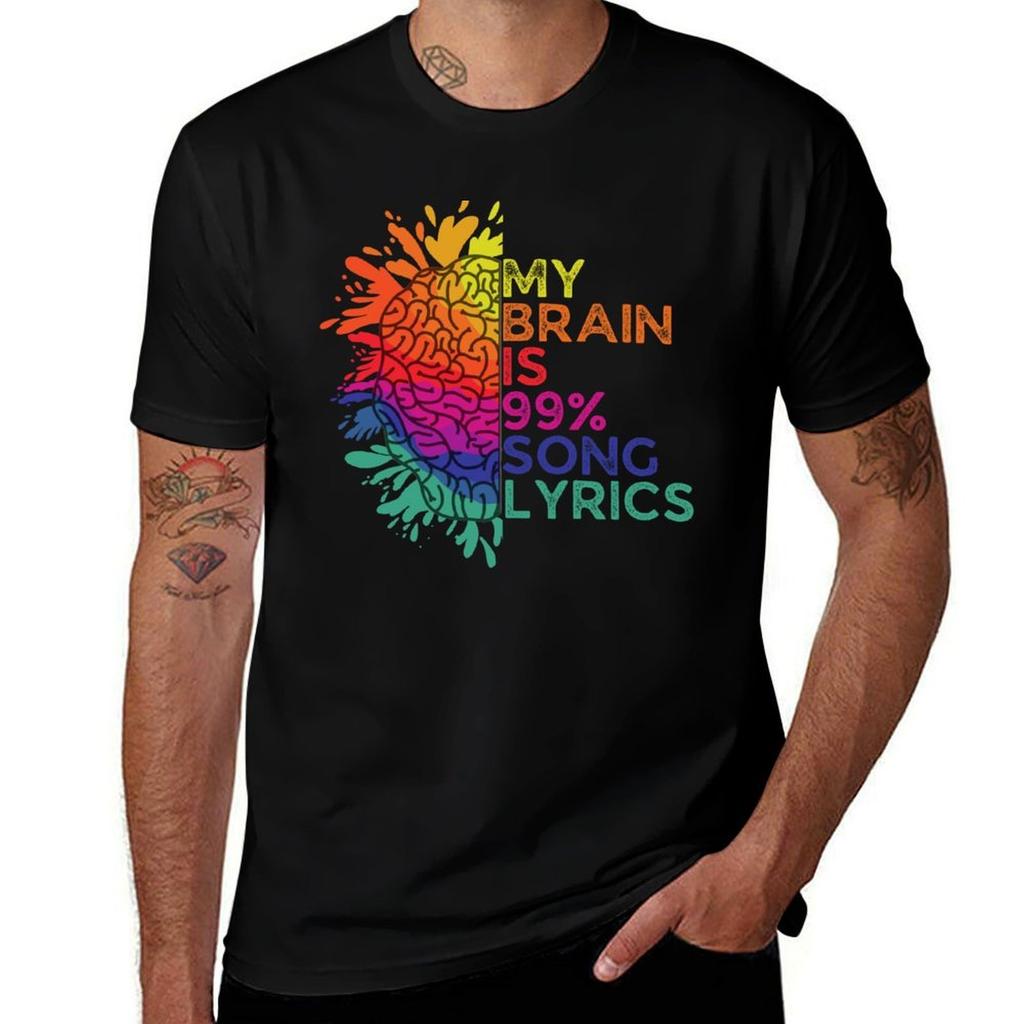 My Brain Is 99 Song Lyrics Retro Colorful Gift For Music Lovers Tshirt Christmas Theme Tee Top Tshirt