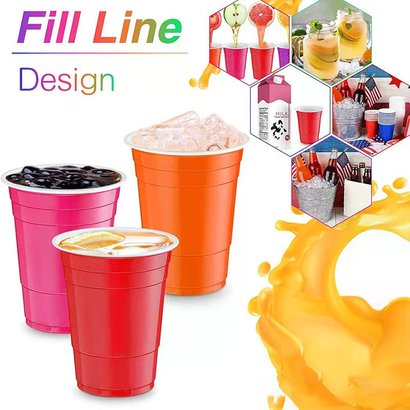 10Pcs 450ml Colorful Disposable Plastic Beer Pong Cups for Party Bar Game Supplies