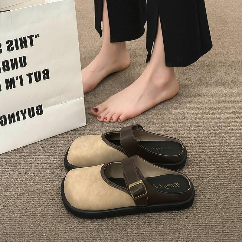 Slippers Women's Spring and Summer Outer Wear 2025 New Half-tray Women's Shoes Platform Bag Head Half-slippers Sandals