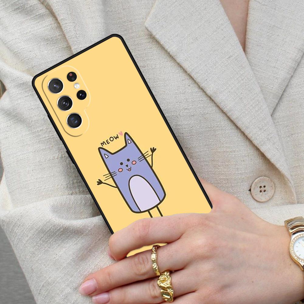 Cute Kawaii Blueberry Cat Cell Phone Case for Samsung Galaxy S26 Ultra S25 S24 S23 S22 S21 S20 Note10 Cover