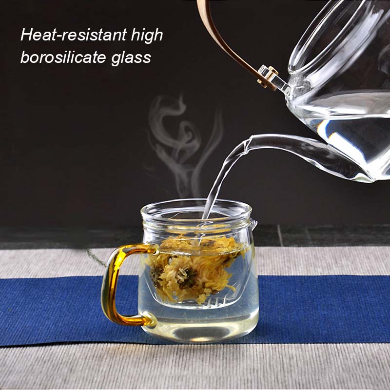 BORREY дорожный чайный набор, портативный стеклянный чайник, набор для заварки чая, термостойкий стеклянный чайник с дорожной сумкой, чайный набор кунг-фу