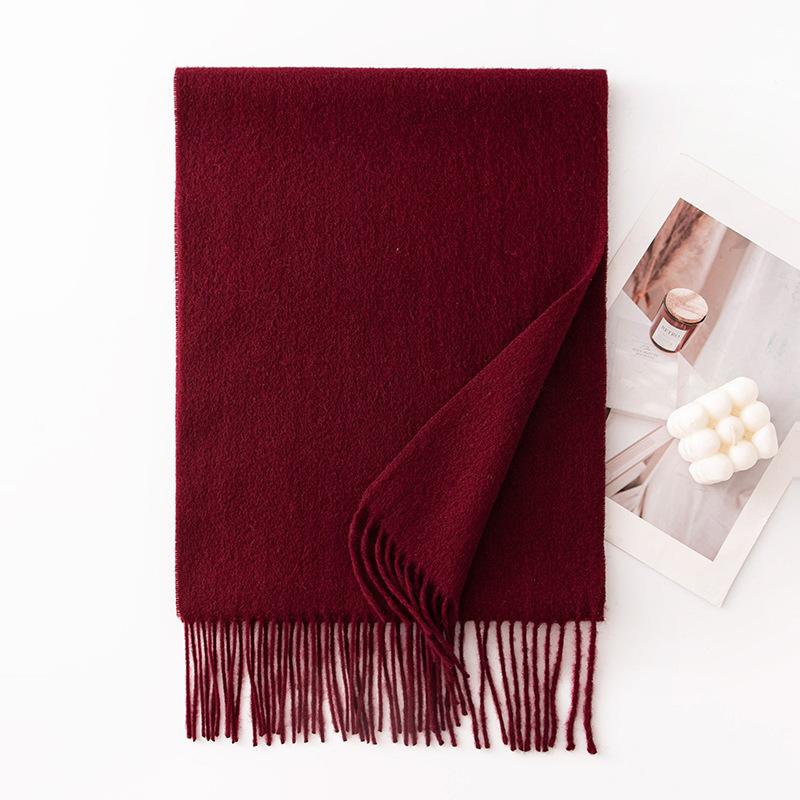 Autumn and Winter New Solid Color Scarf for Women Versatile Neck Scarf Thickened Warm Shawl Simple Tassel