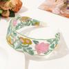Mesh Yarn Wide Headband Retro Embroidery Flower Pattern Hair Hoop Soft Elastic Headband Hair Accessory