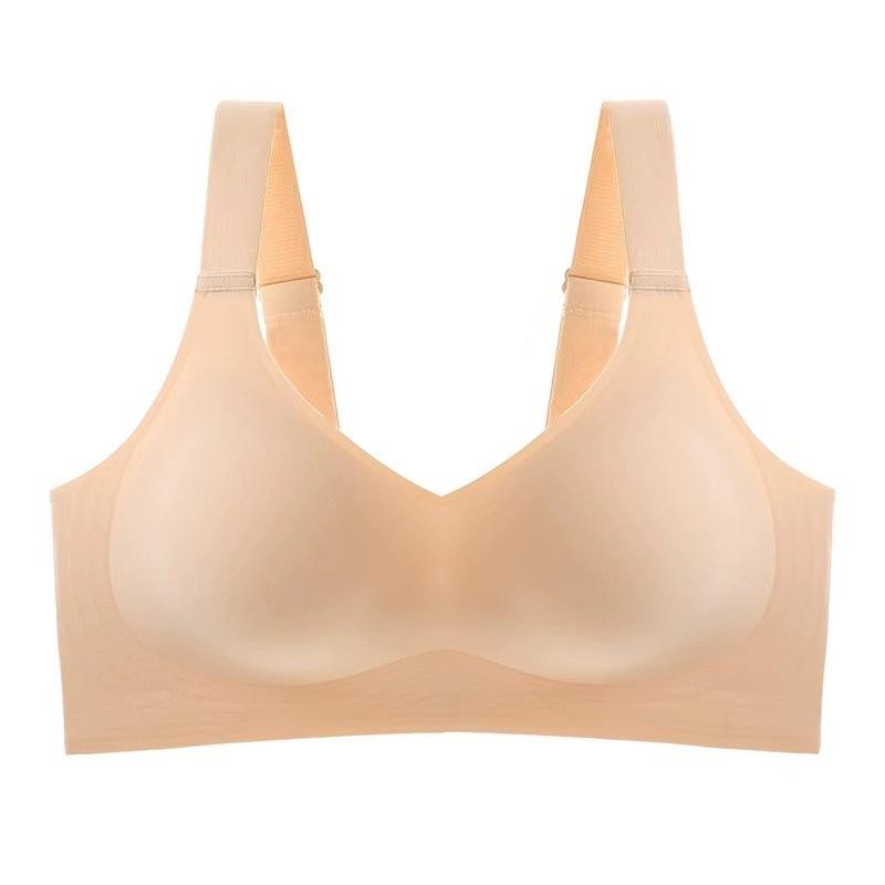 Latex D jelly soft support gathering underwear women's seamless one-piece no-steel ring adjustment sports thin bra
